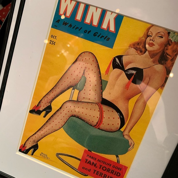 Red haired Wink Pinup print. 5x7 in 8x10 frame - Picture 3 of 7